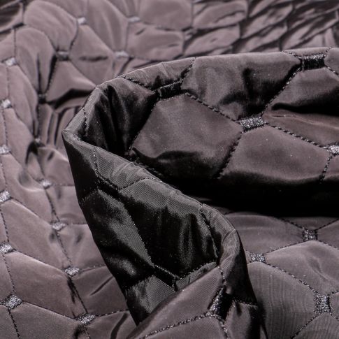 Tissu Doudoune  Kélia sur fond Noir