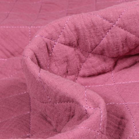 Tissu Double gaze Matelassée uni Rose