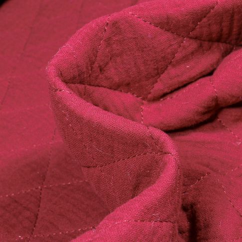 Tissu Double gaze Matelassée uni Framboise