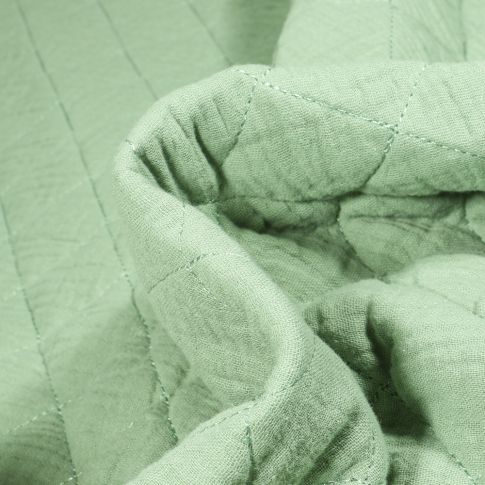 Tissu Double gaze Matelassée uni Vert menthe