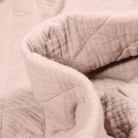 Tissu Double gaze Matelassée uni Beige