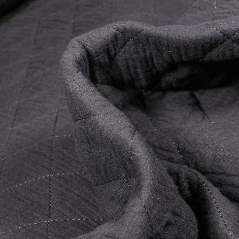 Tissu Double gaze Matelassée uni Noir