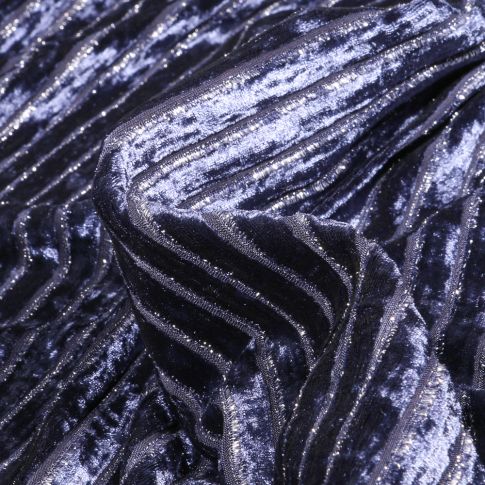 Tissu Velours  Ausbrenner sur fond Bleu marine