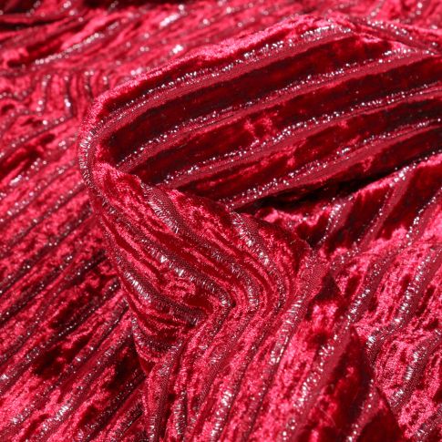 Tissu Velours  Ausbrenner sur fond Rouge