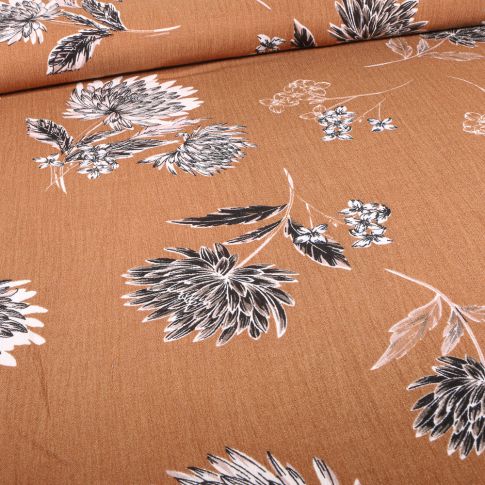 Tissu Viscose texturé Yoryu sur fond Cassonade