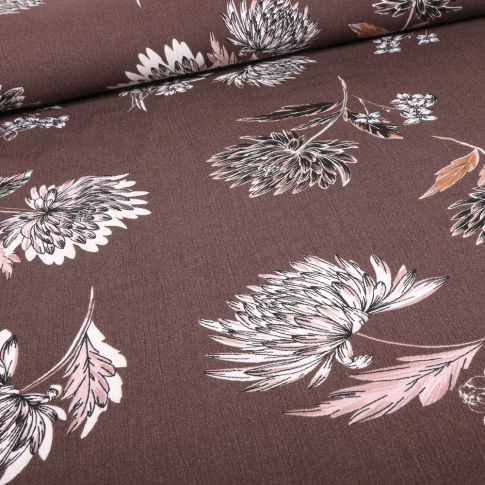 Tissu Viscose texturé Yoryu sur fond Cacao
