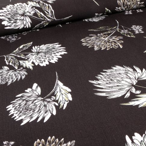Tissu Viscose texturé Yoryu sur fond Noir