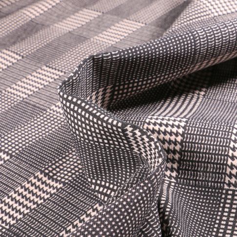 Tissu Bengaline Prince de galles sur fond Blanc