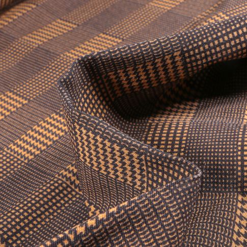Tissu Bengaline Prince de galles sur fond Ocre
