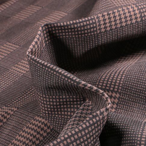 Tissu Bengaline Prince de galles sur fond Beige