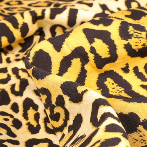 Tissu Viscose Taches léopard sur fond Jaune