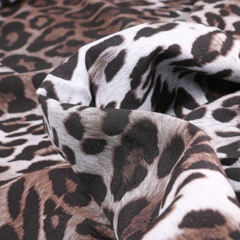 Tissu Viscose Taches léopard sur fond Gris