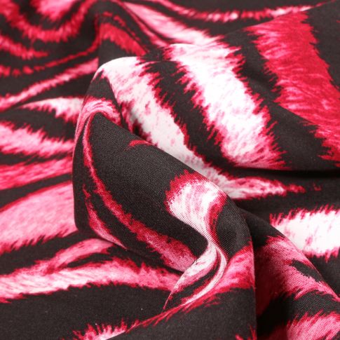 Tissu Viscose Oia Zébré sur fond Rouge
