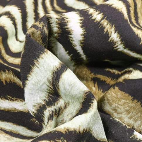 Tissu Viscose Oia Zébré sur fond Vert