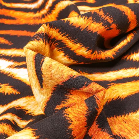 Tissu Viscose Oia Zébré sur fond Jaune