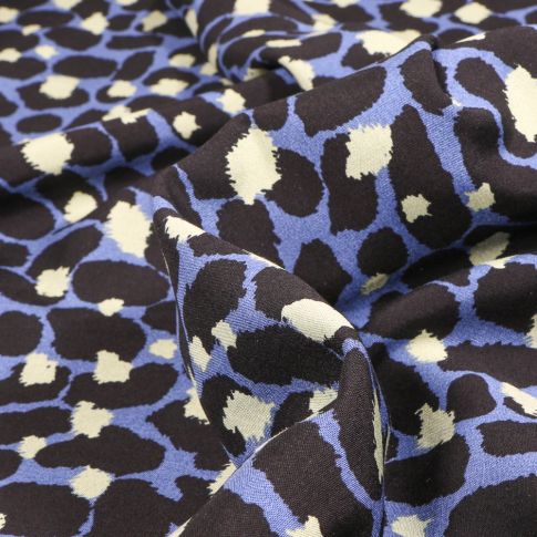 Tissu Viscose Fauve sur fond Bleu