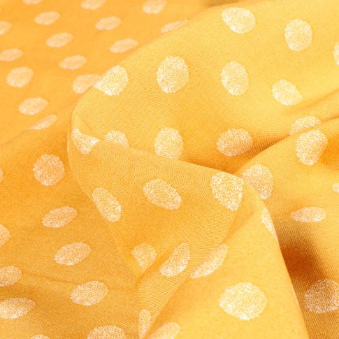 Tissu Viscose Cercles pointillés sur fond Jaune
