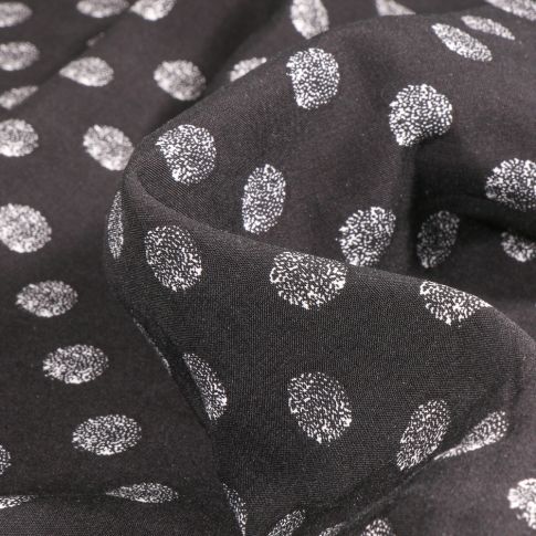 Tissu Viscose Cercles pointillés sur fond Noir