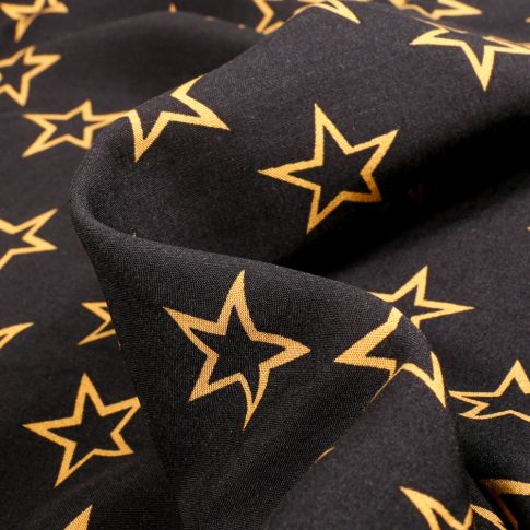 Tissu Viscose Stella jaune sur fond Noir