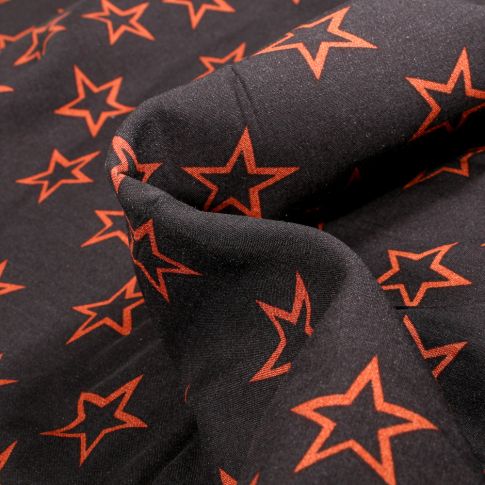 Tissu Viscose Stella orange sur fond Noir