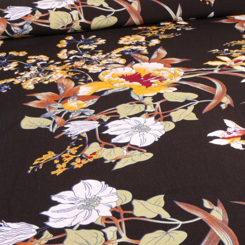 Tissu Viscose Keisha sur fond Noir