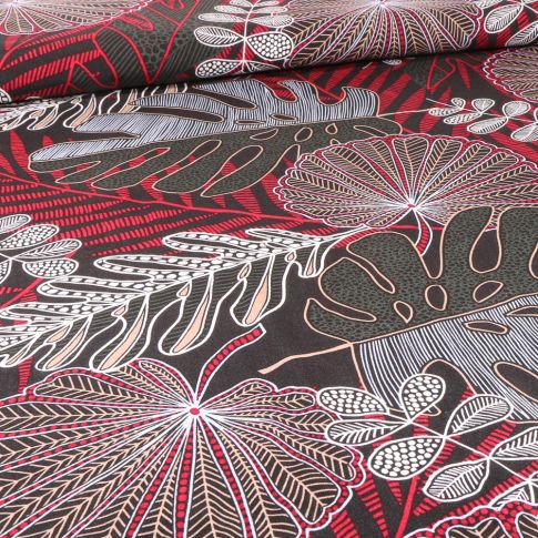 Tissu Viscose Riza sur fond Rouge