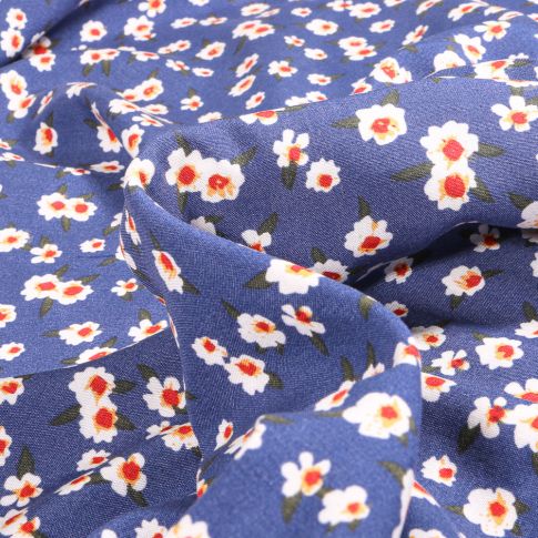 Tissu Viscose Loona sur fond Bleu
