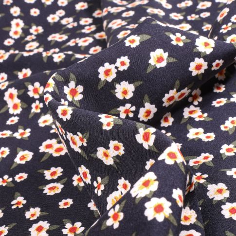 Tissu Viscose Loona sur fond Bleu marine