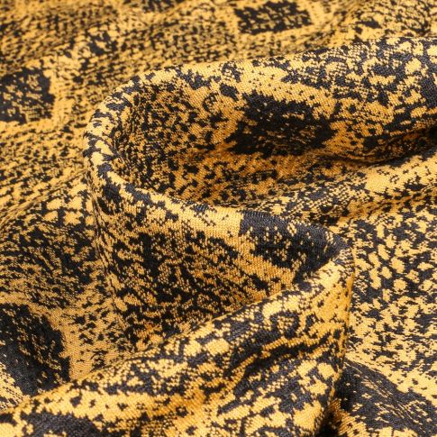 Tissu Jacquard Reptiles sur fond Jaune