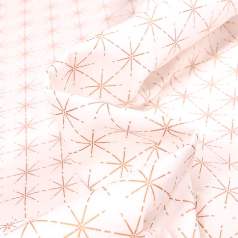 Tissu Coton imprimé Fines étoiles dorées sur fond Blanc cassé