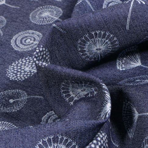 Tissu Chambray Pissenlit sur fond Bleu nuit