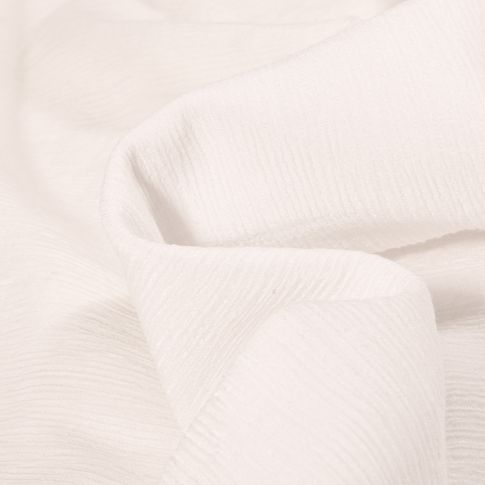 Tissu Viscose uni Rayures texturées sur fond Blanc