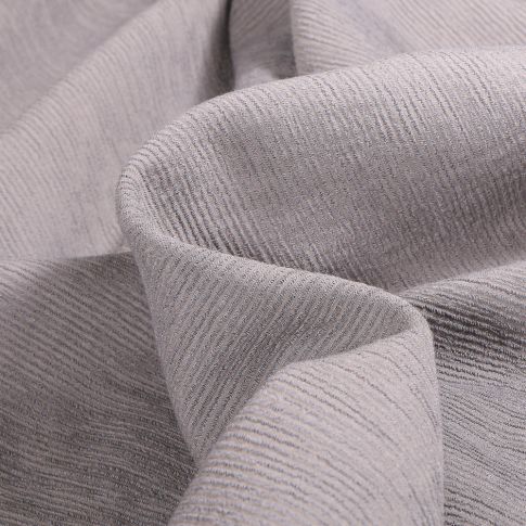 Tissu Viscose uni Rayures texturées sur fond Gris