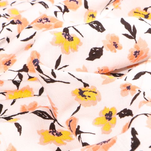 Tissu Viscose texturé Florista sur fond Blanc