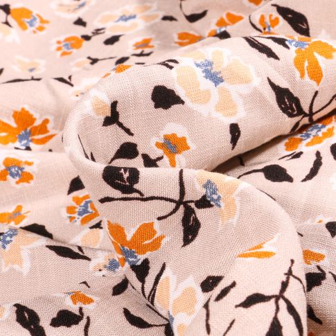 Tissu Viscose texturé Florista sur fond Beige