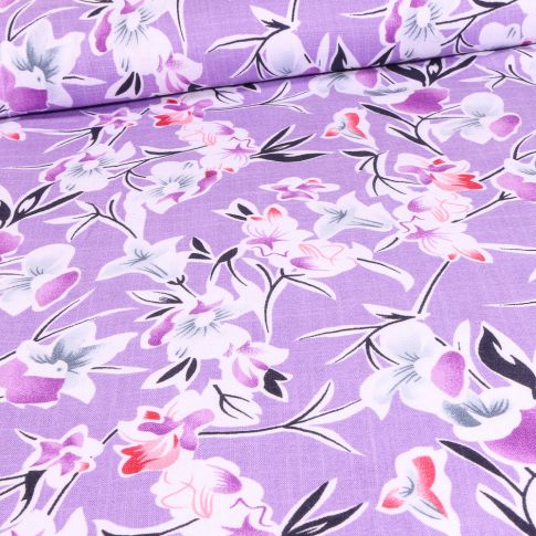 Tissu Jersey Viscose  Juana sur fond Lilas