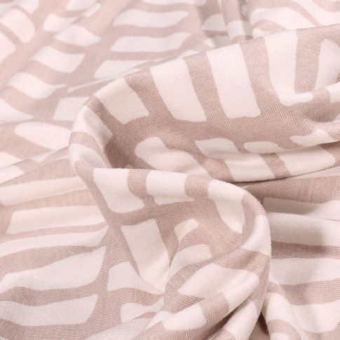 Tissu Jersey Viscose  Rectangle abstrait sur fond Beige clair