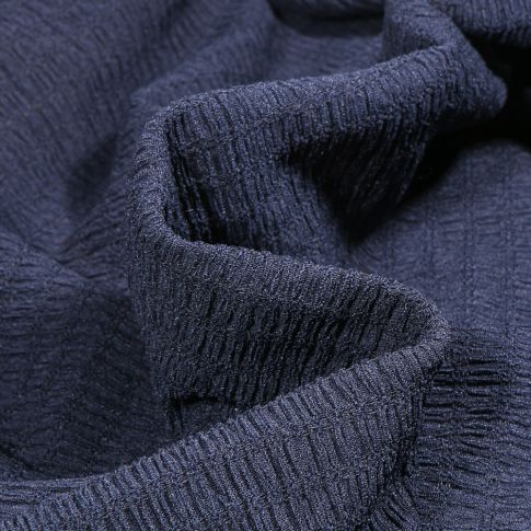 Tissu Maille extensible texturé uni Bleu marine