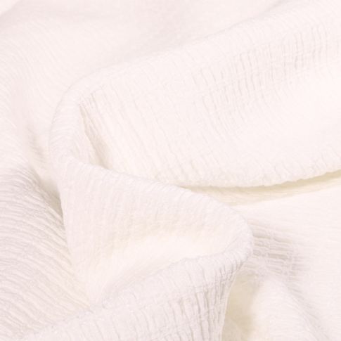 Tissu Maille extensible texturé uni Blanc