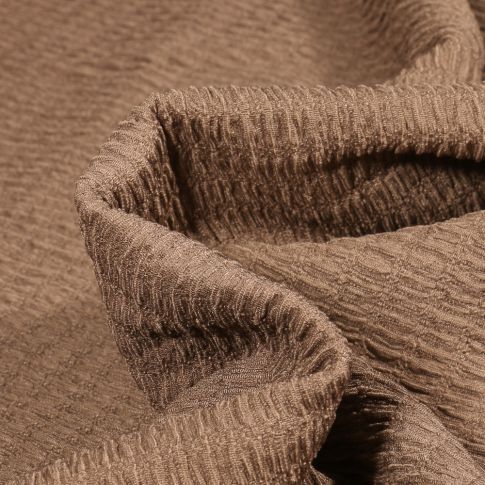 Tissu Maille extensible texturé uni Noisette
