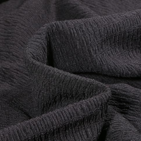 Tissu Maille extensible texturé uni Noir