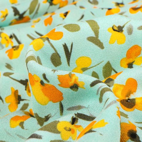 Tissu Viscose texturé Rita sur fond Vert menthe