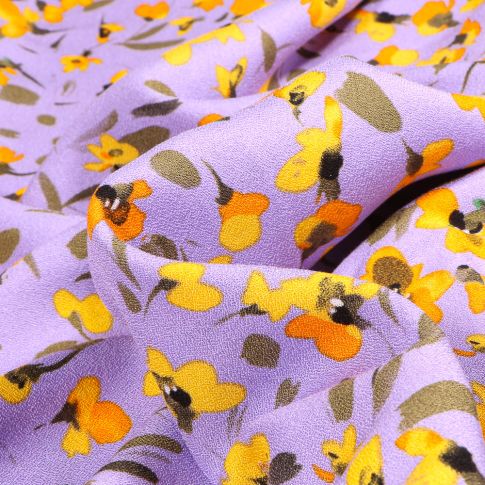 Tissu Viscose texturé Rita sur fond Lilas