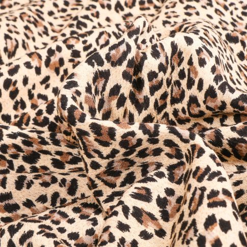 Tissu Viscose texturé Savana sur fond Ecru