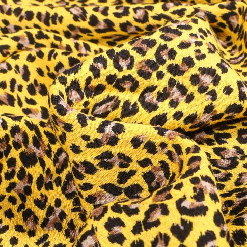 Tissu Viscose texturé Savana sur fond Jaune
