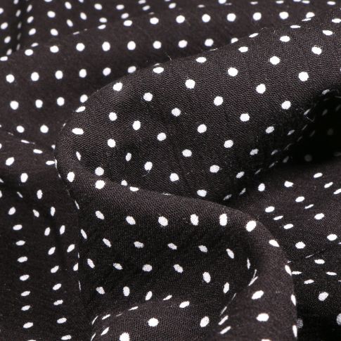 Tissu Viscose texturé Mini dots sur fond Noir