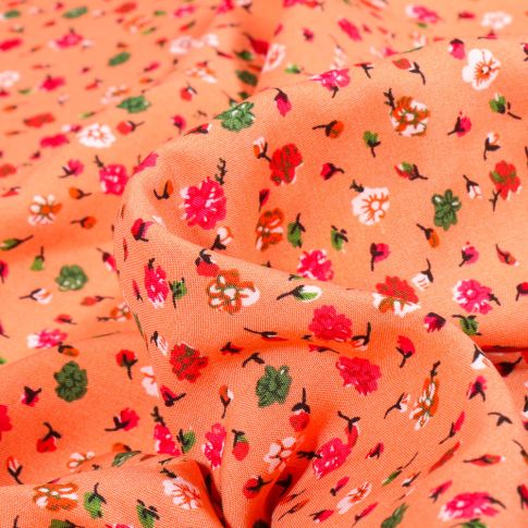 Tissu Viscose Cécilia sur fond Orange