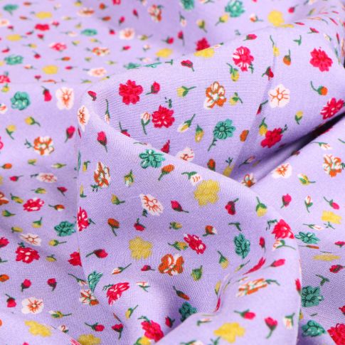 Tissu Viscose Cécilia sur fond Lilas