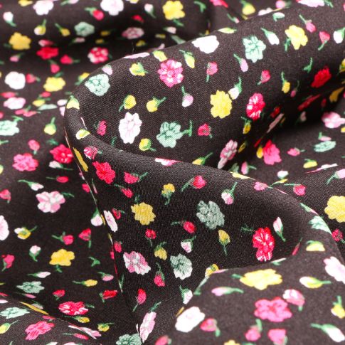 Tissu Viscose Cécilia sur fond Noir