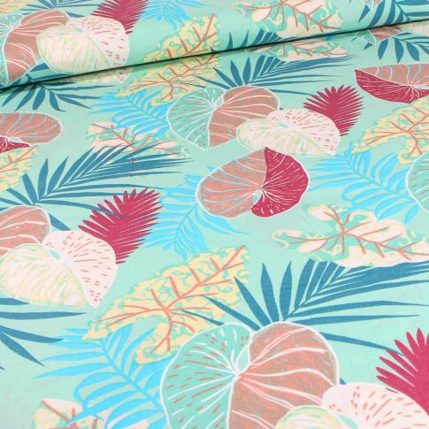 Tissu Viscose Laora sur fond Vert menthe